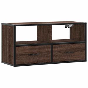 vidaXL ТB шкаф, кафяв дъб, 80x31x39,5 см, инженерно дърво и метал