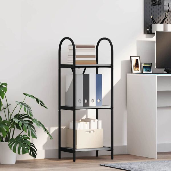 vidaXL Рафт за книги Сив Сонома 40 x 30 x 109 см Инженерно дърво