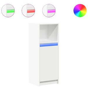 vidaXL Сайдборд с LED, бял, 38x34x100 см, инженерно дърво