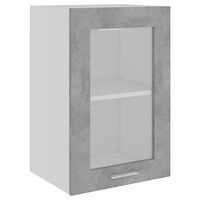 vidaXL Висящ стъклен шкаф, бетонно сив, 40x31x60 см, ПДЧ