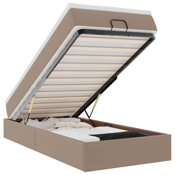 vidaXL Османска легло с матрак, капучино, 100x200 см, изкуствена кожа