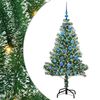 vidaXL Изкуствена коледна елха със сняг и LED светлина 150 cm