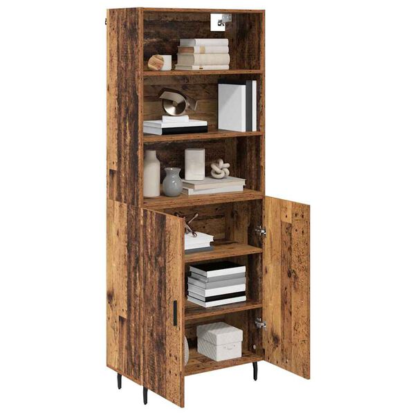 vidaXL Висок шкаф Старо дърво 69,5 x 34 x 180 см