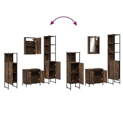 vidaXL Комплект мебели за баня от 4 части, опушен дъб, инженерно дърво