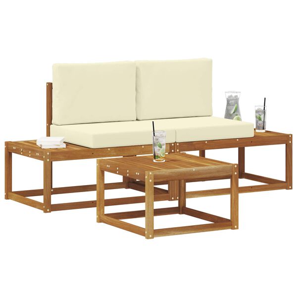 vidaXL Комплект дивани за открито с възглавница 3 pcs Естествен