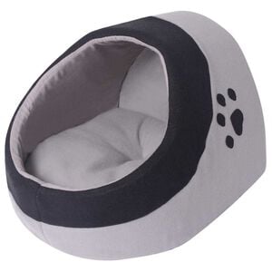 vidaXL Къща за котка, сиво и черно, M