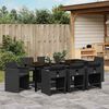 vidaXL Комплект за хранене в градината 9 pcs Черно полиратан