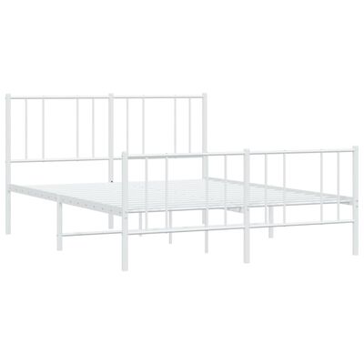 vidaXL Метална рамка за легло с горна и долна табла, бяла, 120x190 см