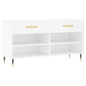 vidaXL Пейка за обувки, бяла, 102x35x55 см, инженерно дърво
