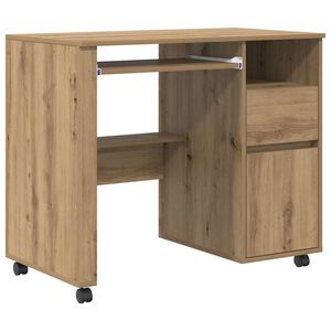vidaXL Бюро на колела Дъб Инженерна дървесина 91 x 50 x 77 см
