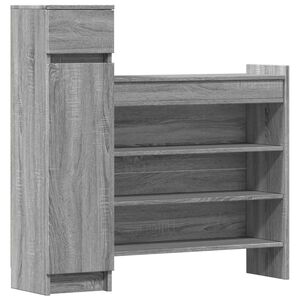 vidaXL Шкаф за обувки, сив сонома, 100,5x28x100 см, инженерно дърво