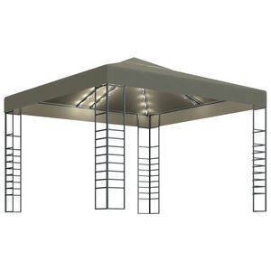vidaXL Градинска шатра с LED светещи стрингове, 3х3 м, таупе