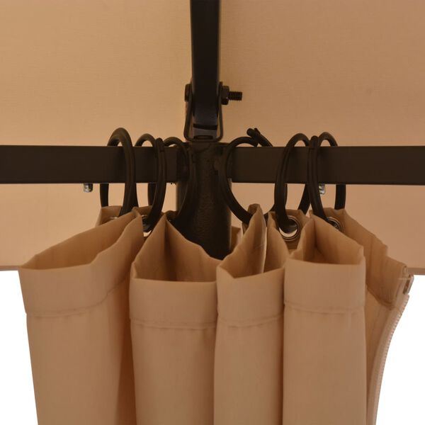 vidaXL Градинска шатра павилион със завеси, шестоъгълна, 360x265 см