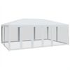 vidaXL Парти палатка с 10 мрежести странични стени, бели, 6x4 м, HDPE