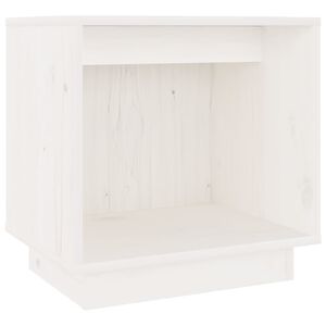 vidaXL Нощно шкафче, бяло, 40x30x40 см, борово дърво масив