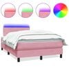 vidaXL Боксспринг легло с матрак и LED, розово, 120x220 см, кадифе