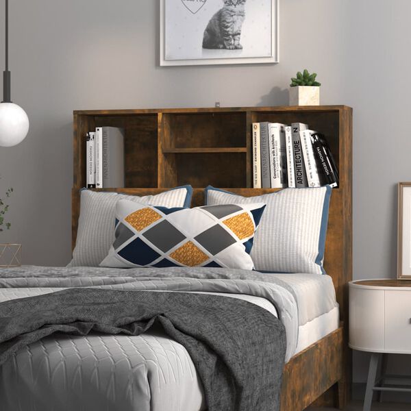 vidaXL Табла за легло тип шкаф, опушен дъб, 100x19x103,5 см