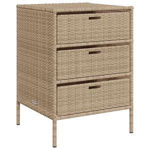 vidaXL Градински шкаф за съхранение бежов 55x59x80 см полиратан