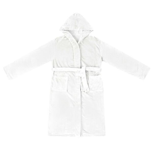vidaXL Халат с качулка Бяло xl Фланела
