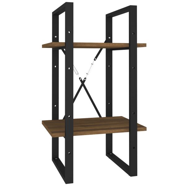 vidaXL Библиотека на 2 нива, кафяв дъб, 40x30x70 см, инженерно дърво