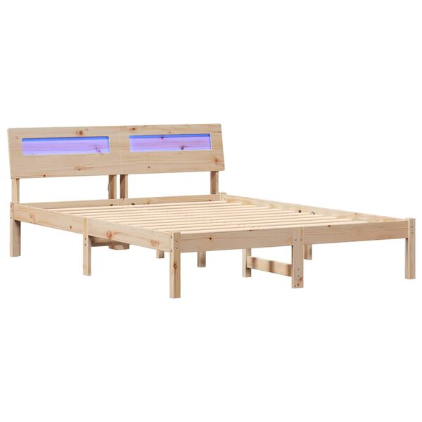 vidaXL Рамка за легло Кафяво 140 x 190 cm Солидно борово дърво