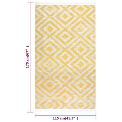 vidaXL Външен килим, плоскотъкан, 115x170 см, жълто и бежово