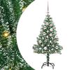 vidaXL Изкуствена коледна елха със сняг и LED светлина 120 cm