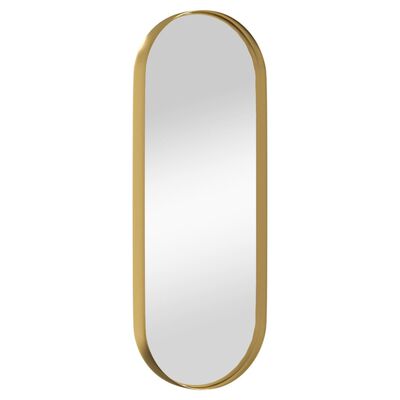 vidaXL Стенно огледало, златисто, 15x40 см, овално