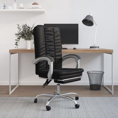 vidaXL Наклоняем офис стол, черен, изкуствена кожа