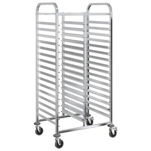 vidaXL Количка за тави с 32 GN контейнера 75x55x162,5 см неръждаема стомана