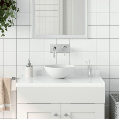 vidaXL Керамична мивка за баня, матово бяла, кръгла