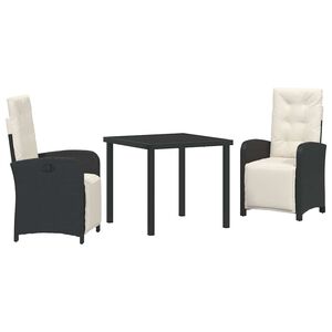 vidaXL Комплект за хранене в градината 5 pcs Черно полиратан