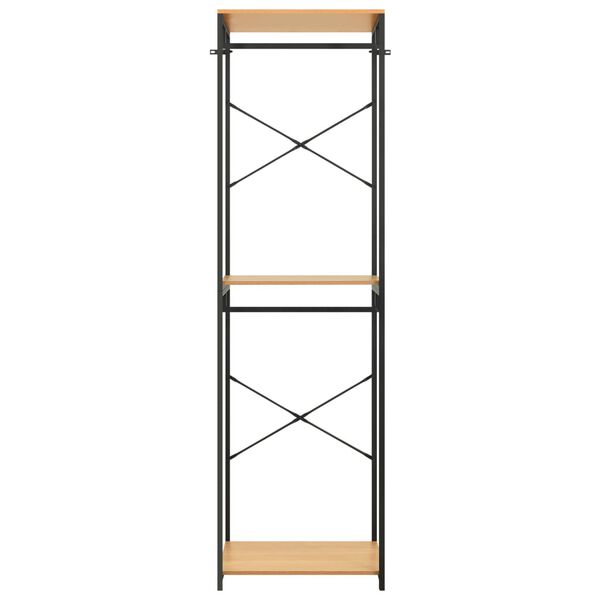 vidaXL Гардероб, черно и дъб, 60x40x213 см, метал и ПДЧ