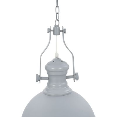 vidaXL Таванна лампа, сива, кръгла, E27