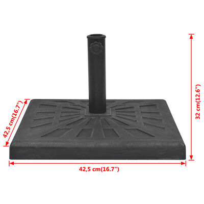 vidaXL Основа за чадър, квадратна, смола, черна, 12 кг