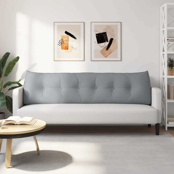 vidaXL Възглавница за гръб Светлосиво 180 x 24 x 50 см текстил