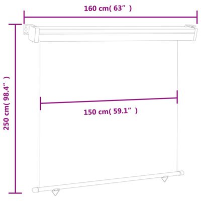 vidaXL Вертикална тента за балкон, 160x250 см, кремава