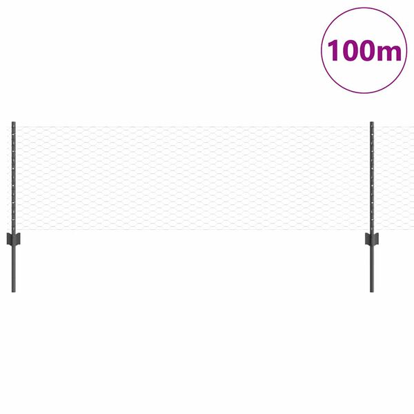 vidaXL Ограда и колче Сив 0,6 x 100 м Стомана