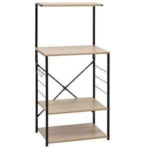 vidaXL Шкаф за микровълнова черно и дъб 60x39,6x123 см инженерно дърво