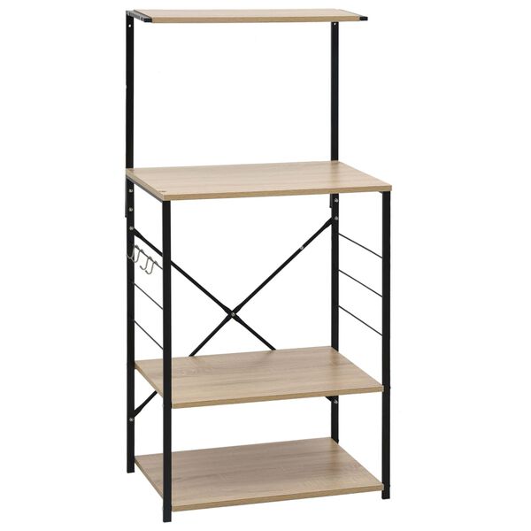 vidaXL Шкаф за микровълнова черно и дъб 60x39,6x123 см инженерно дърво