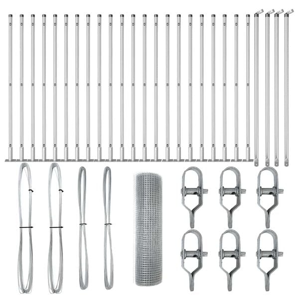 vidaXL Стълб за ограда. Сребрист 50 x 0,8 м (16 x 16 мм мрежа) Стомана