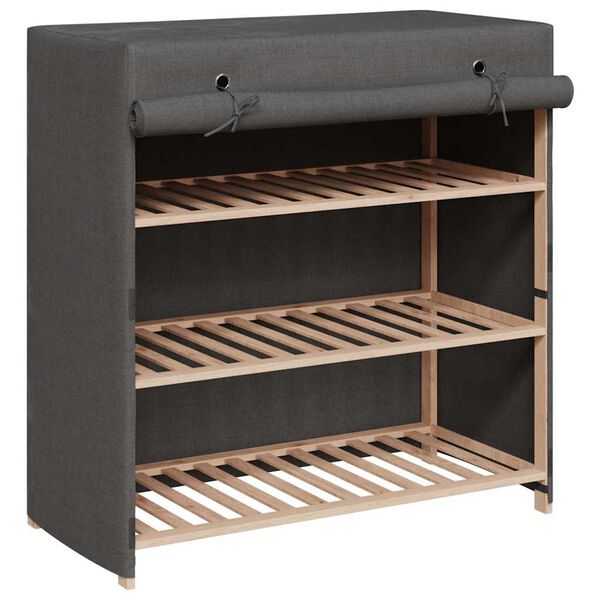 vidaXL Шкаф за обувки с покривало, сив, 79x40x80 см, плат