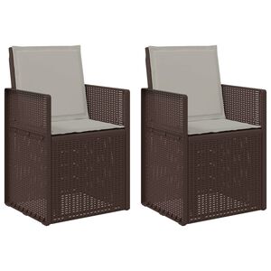 vidaXL Градински Dining Столове 2 pcs Кафяво и светлосиво ПП