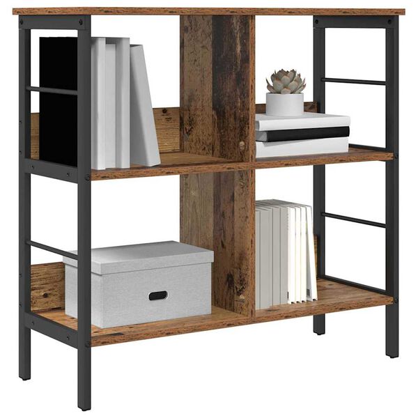 vidaXL Рафт за книги Старо дърво 82 x 32 x 79 см Инженерно дърво