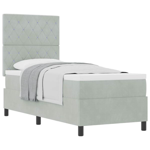 vidaXL Легло с пружинирана основа Светлосиво 80 x 200 cm текстил