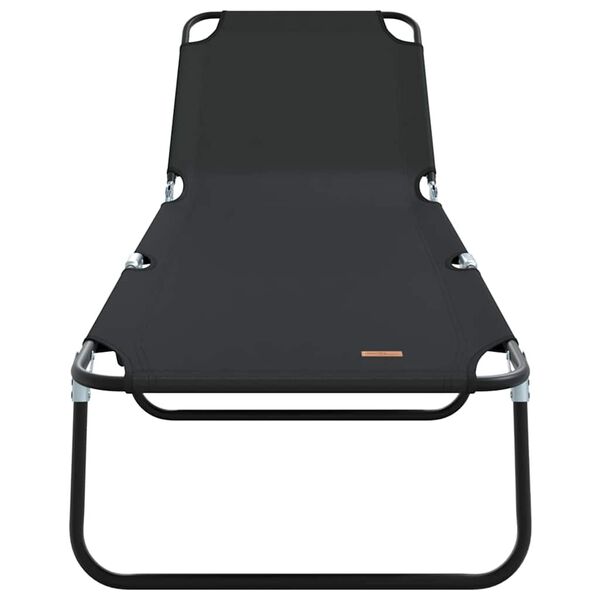 vidaXL Сгъваем шезлонг 1-човек Черно 56 x 189 x 87см текстил