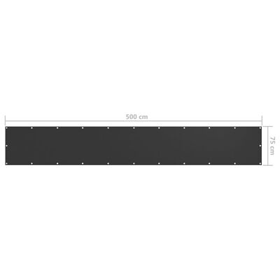 vidaXL Балконски параван, антрацит, 75x500 см, оксфорд плат