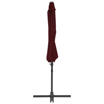 vidaXL Градински чадър чупещо рамо и стоманен прът бордо 300 см