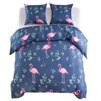 vidaXL Комплект спално бельо, фламинго, нейви/розово, 200x200/80x80 см