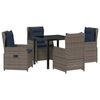 vidaXL Комплект за хранене в градината 5 pcs Сив Полиратан